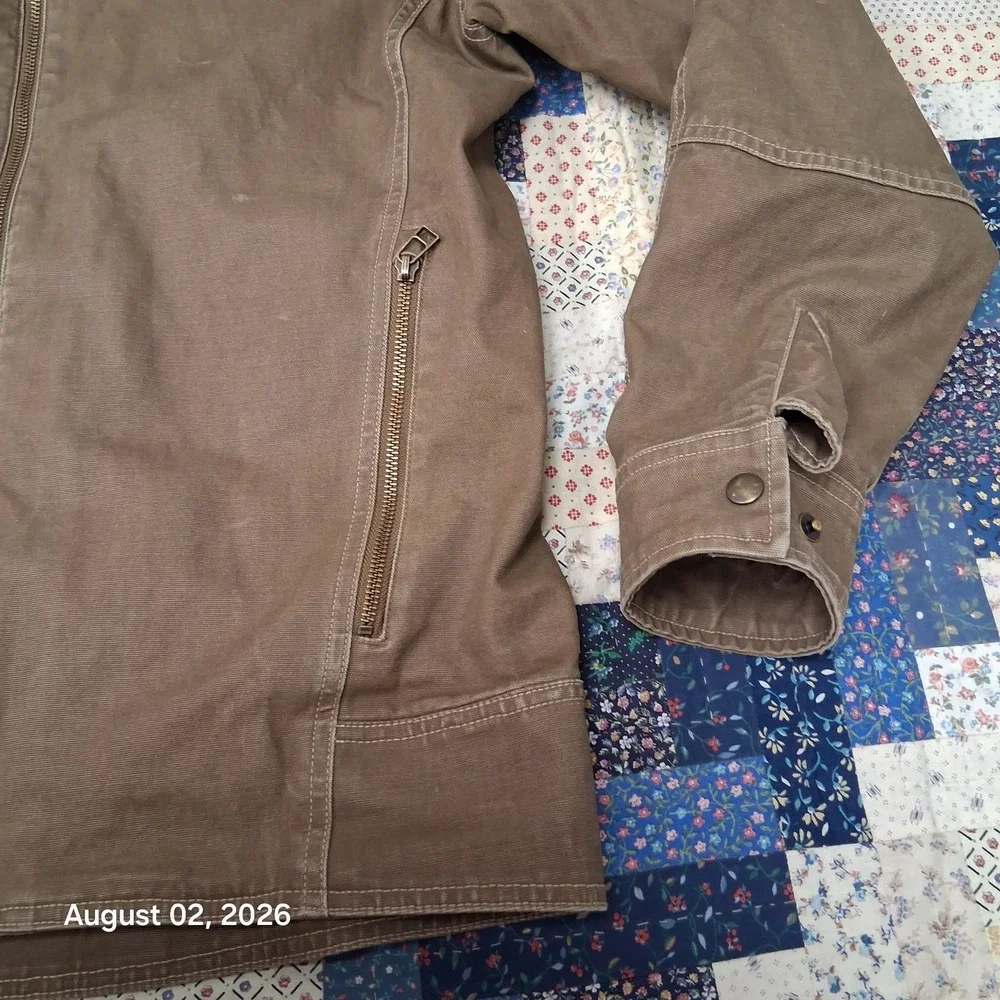KUHL The Law Hoody Mens Size Large Brown Canvas Fleece Lined Work Jacket 7385